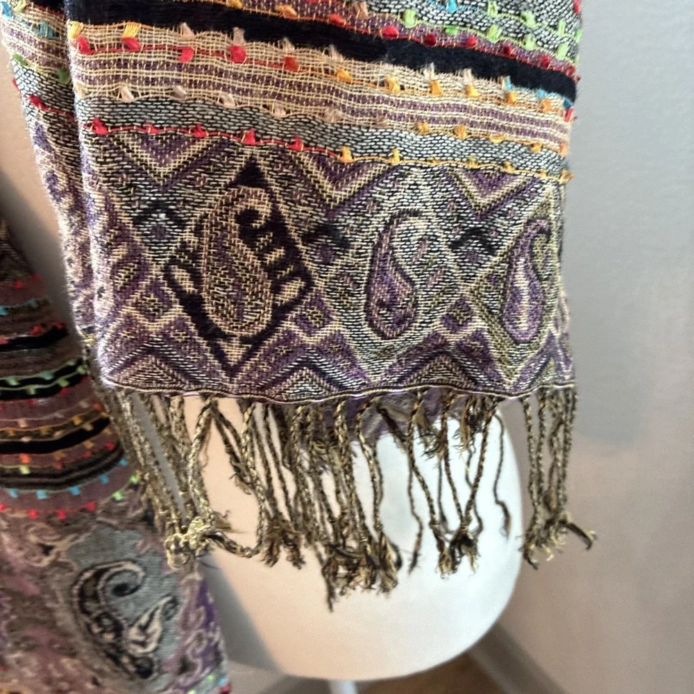 Women's Pashmina  Silk Blend Scarf Wrap Shawl Paisley Embroidered Boho Festival